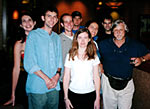 Renowned filmmaker Michael Rubbo (far right) and students.